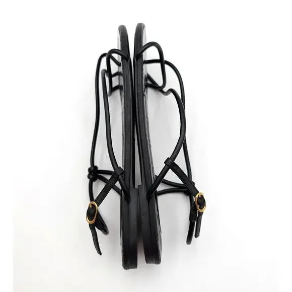 Schutz Malta Leather Strappy Flat Sandals Women's Black Size US10B EU40 - Picture 6 of 12